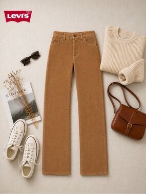 Levi's Vintage-Style Camel Corduroy Pants | High-Rise Straight Leg